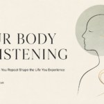Minimalist illustration of a human profile connecting the mind and heart, titled “Your Body Is Listening” by Simply Sushant
