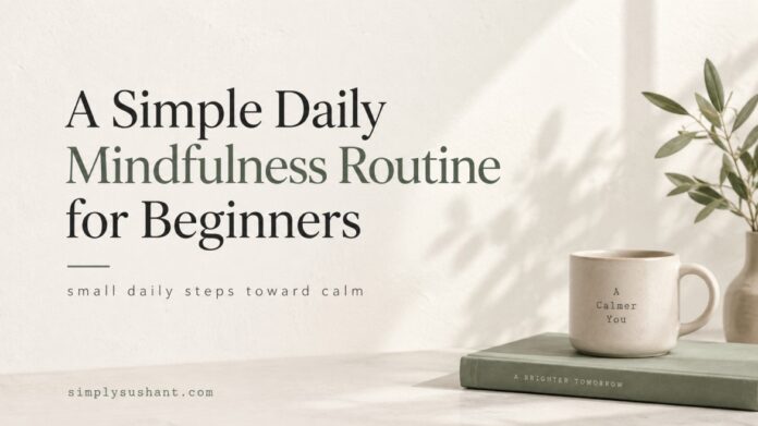 A Simple Daily Mindfulness Routine for Beginners A simple daily mindfulness routine for beginners with calm breathing, presence, kindness and reflection